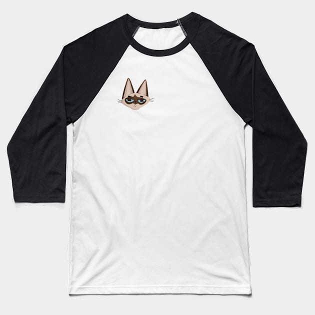 Siamese Cat Head Baseball T-Shirt by Catstyle